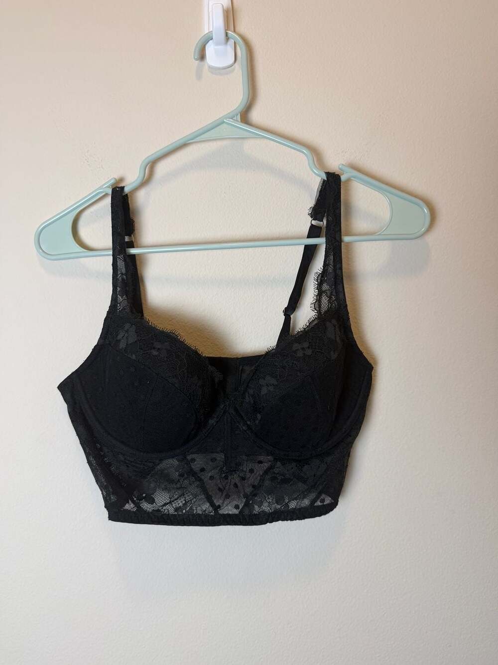 Victoria's Secret Dream Angels Corset Bra Size 36C Black Lace Bustier